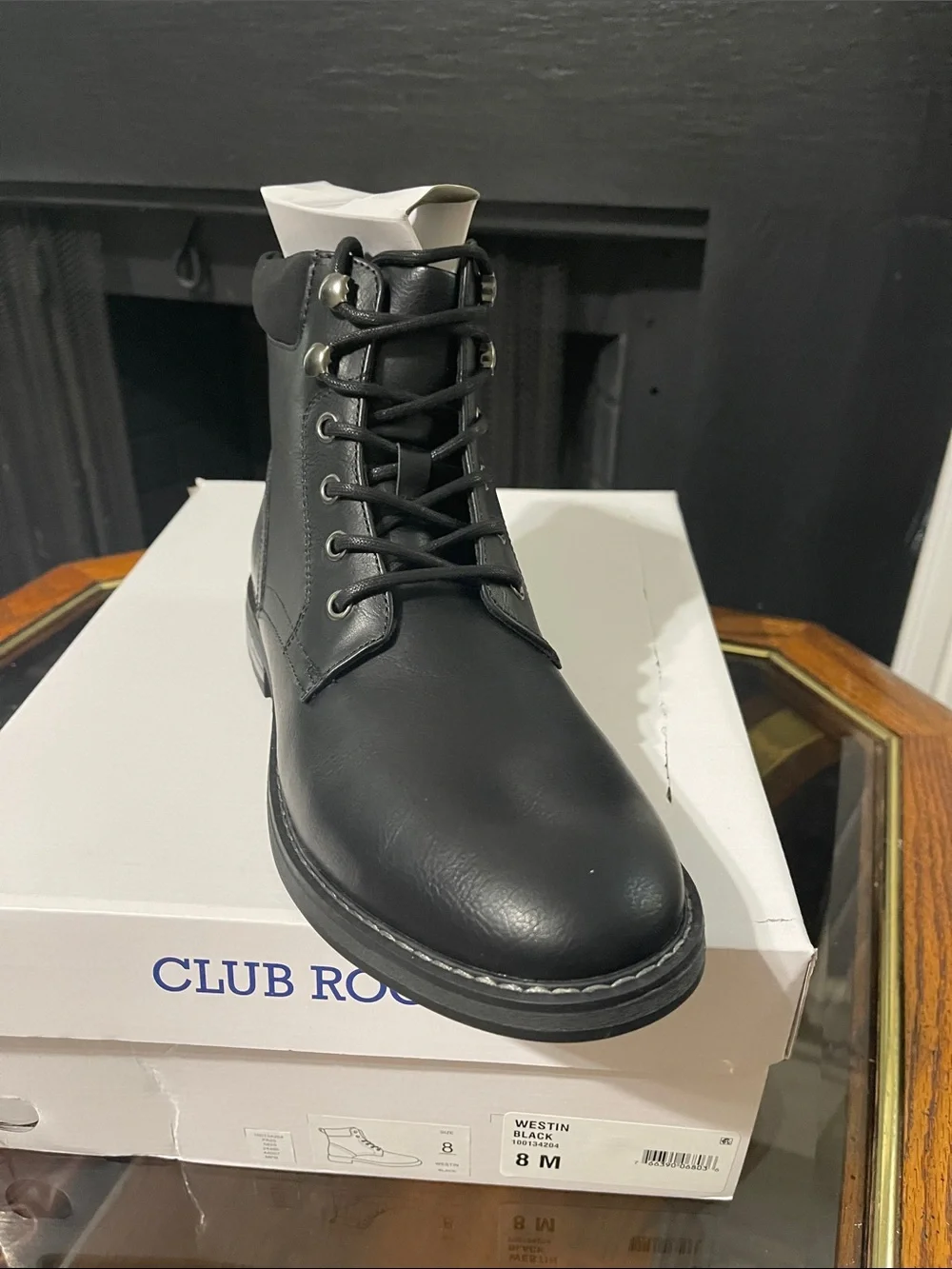 Club Room Black Men’s Lace-Up Combat Boots